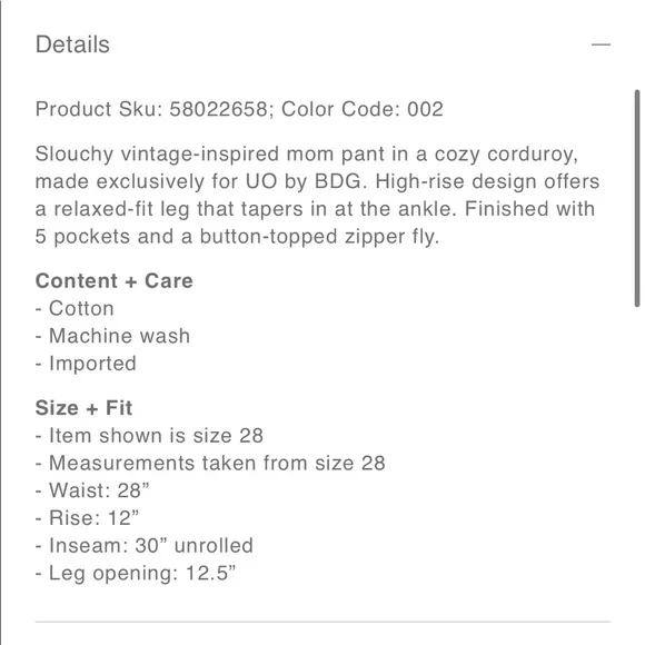 Urban Outfitters Black Corduroy Mom High-rise Pants - Picture 11 of 14